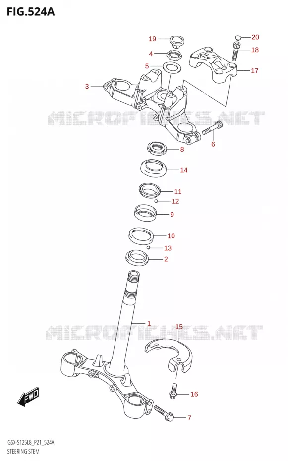 COLONNE DE DIRECTION Suzuki MOTO 125 GSX-S 2018  GSX-S125MLX L8 (P21)