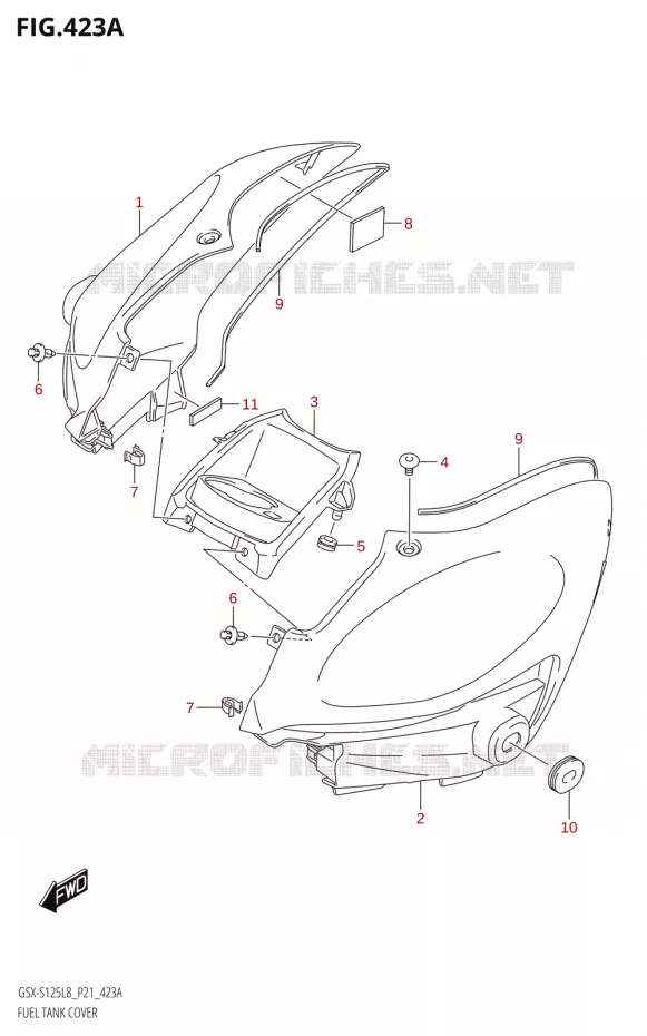 COUVRE RESERVOIR Suzuki MOTO 125 GSX-S 2018  GSX-S125MLX L8 (P21)
