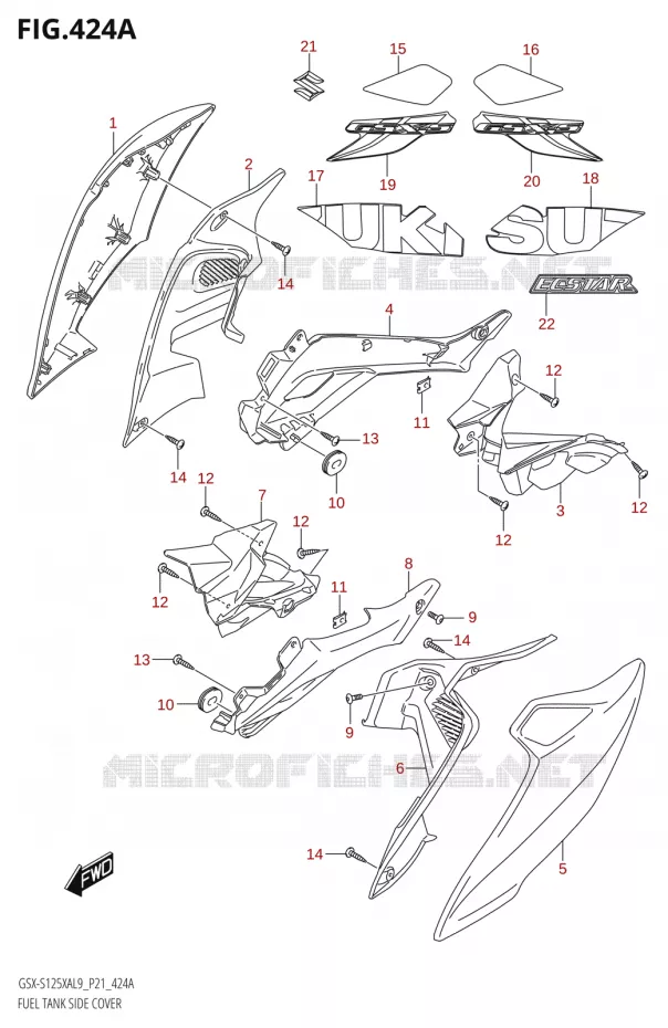 COUVRE RESERVOIR Suzuki MOTO 125 GSX-S 2019  GSX-S125XA L9 (P21)