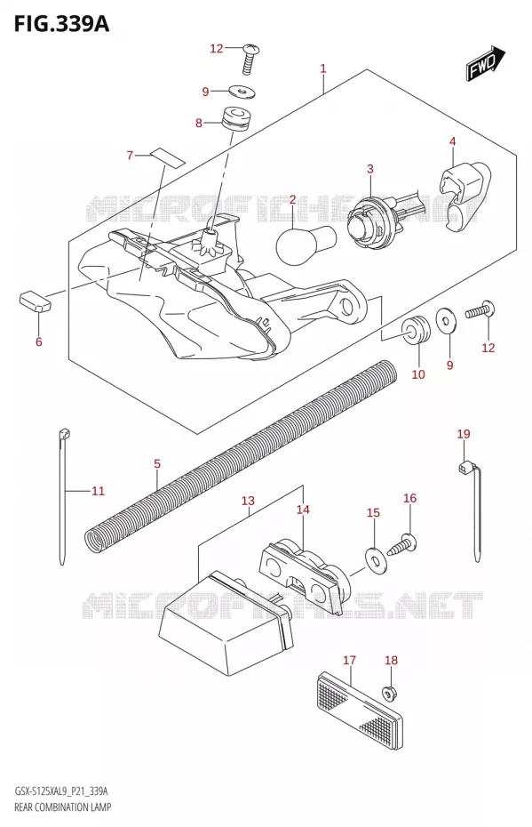 ENSEMBLE FEU ARRIERE Suzuki MOTO 125 GSX-S 2019  GSX-S125XA L9 (P21)