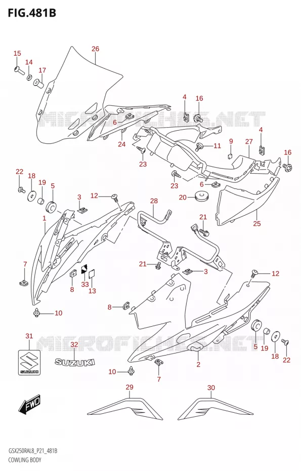 CARENAGES (GW250RAZ:L8:P21) Suzuki MOTO 250 INAZUMA 2018  GW250RAZ L8 (P21)