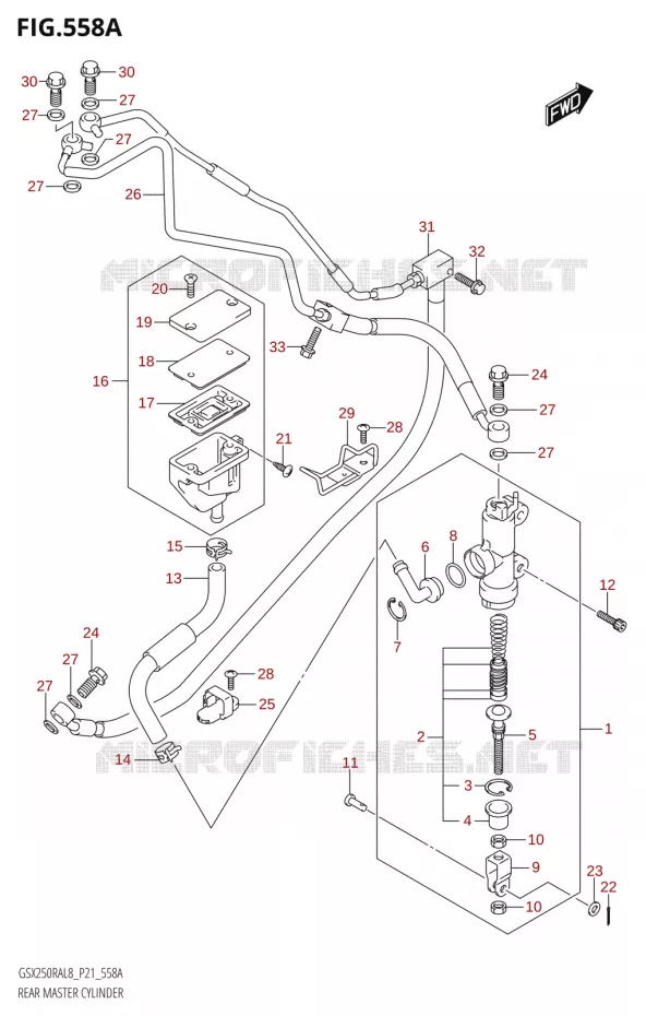 MAITRE CYLINDRE DE FREIN ARRIERE Suzuki MOTO 250 INAZUMA 2018  GW250RAZ L8 (P21)