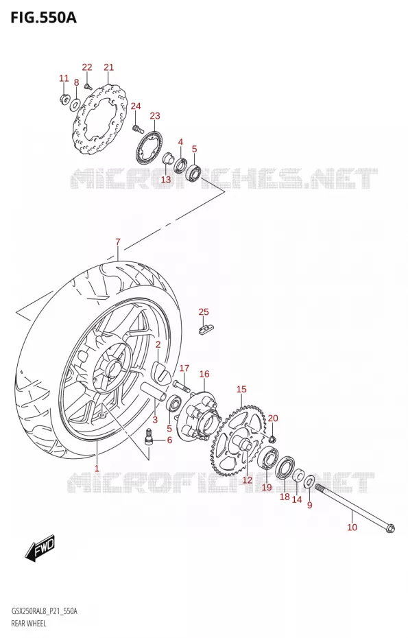 ROUE ARRIEREW250RA:L8:P21) Suzuki MOTO 250 INAZUMA 2018  GW250RA L8 (P21)