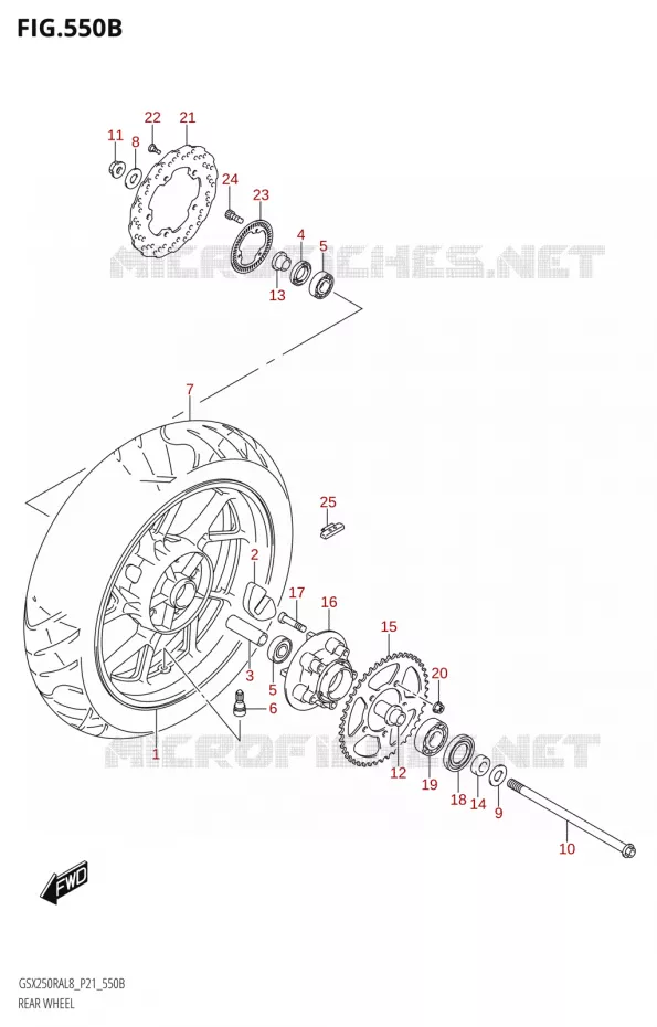 ROUE ARRIEREW250RAZ:L8:P21) Suzuki MOTO 250 INAZUMA 2018  GW250RAZ L8 (P21)