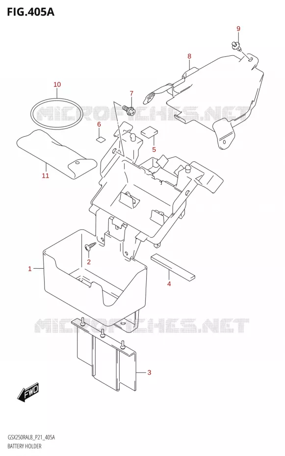 SUPPORT BATTERIE Suzuki MOTO 250 INAZUMA 2018  GW250RAZ L8 (P21)