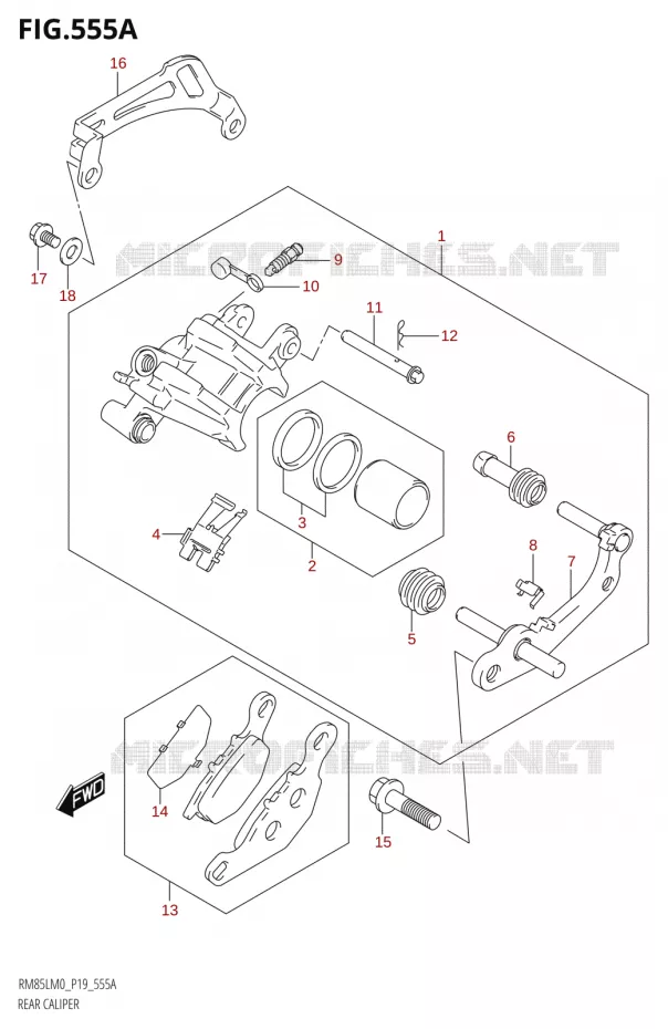 ETRIER DE FREIN ARRIERE Suzuki MOTO 85 RM 2020  RM85L M0 (P19)