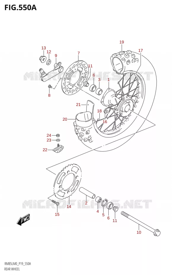 ROUE ARRIERE Suzuki MOTO 85 RM 2020  RM85L M0 (P19)