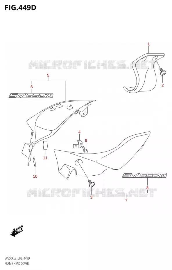 COUVERCLES DE CADRE AVANT9 E19) Suzuki MOTO 650 SV 2019  SV650A L9 (E02)