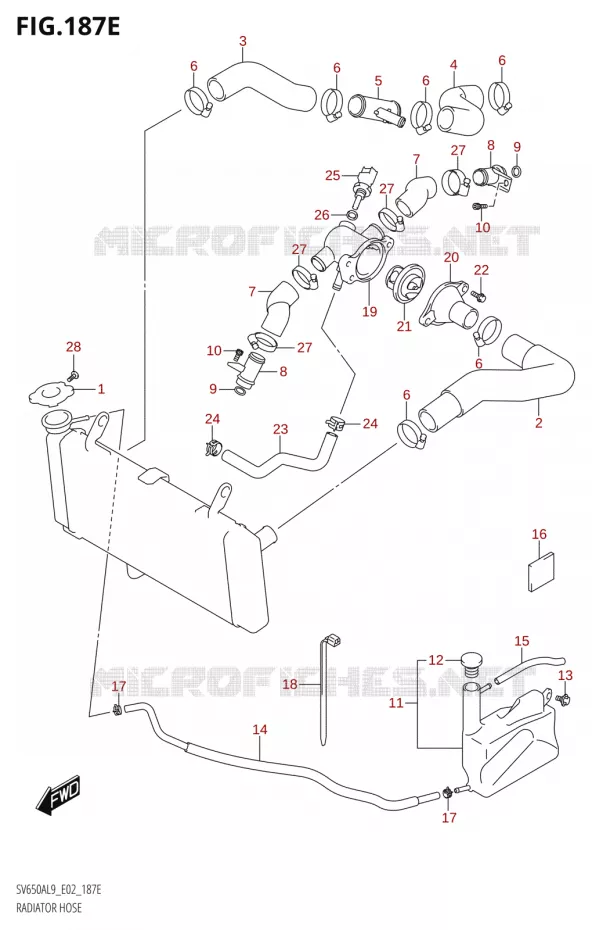 DURITE DE RADIATEUR50AUL9 E02) Suzuki MOTO 650 SV 2019  SV650A L9 (E02)