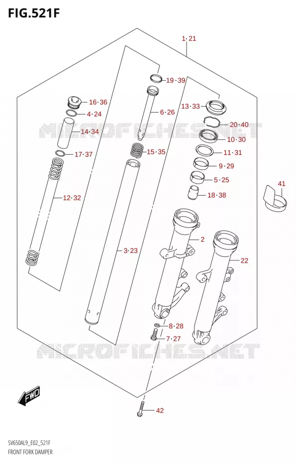 FOURCHE AMORTISSEUR AVT (SV650AUL9 E19) Suzuki MOTO 650 SV 2019  SV650A L9 (E02)