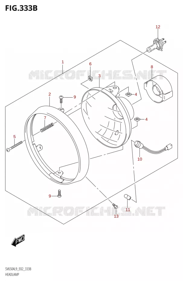 PHARE (SV650AL9 E19) Suzuki MOTO 650 SV 2019  SV650A L9 (E02)