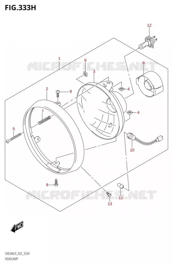 PHARE (SV650XAUL9 E19) Suzuki MOTO 650 SV 2019  SV650XA L9 (E02)