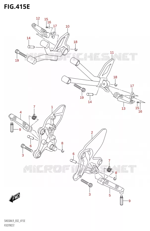 REPOSE PIED (SV650AUL9 E02) Suzuki MOTO 650 SV 2019  SV650A L9 (E02)