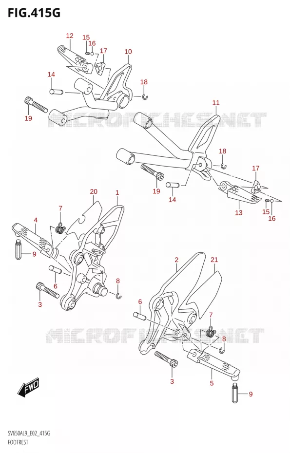 REPOSE PIED (SV650XAUL9 E02) Suzuki MOTO 650 SV 2019  SV650XA L9 (E02)