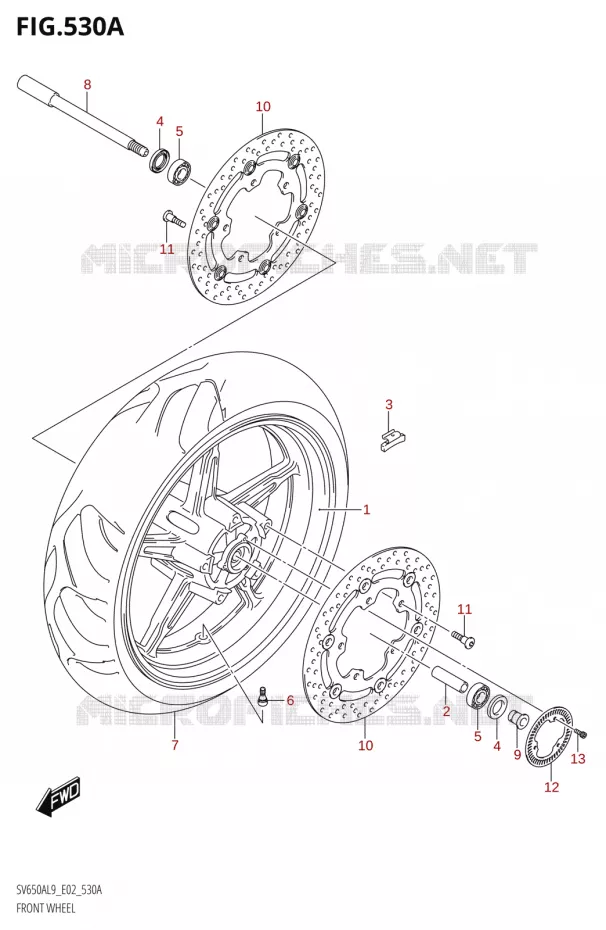 ROUE AVANT (SV650AL9 E02) Suzuki MOTO 650 SV 2019  SV650A L9 (E02)