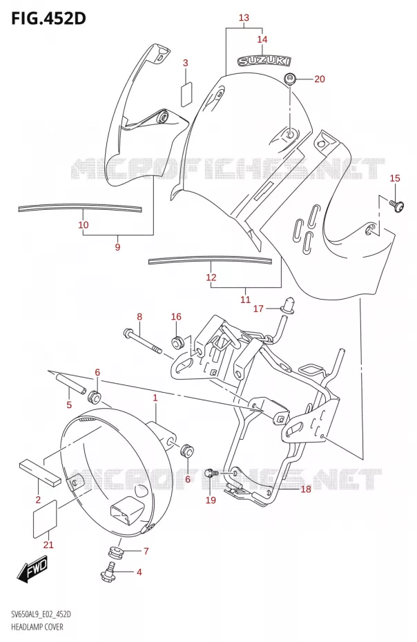SUPPORT - CARENAGES DE PHARE Suzuki MOTO 650 SV 2019  SV650A L9 (E02)