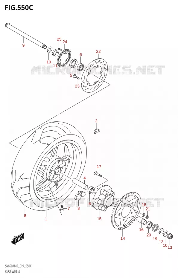 ROUE ARRIERE50XA,SV650XAU) Suzuki MOTO 650 SV 2020  SV650A (E19)