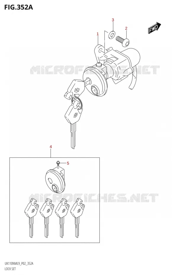 KIT SERRURE (P02) Suzuki SCOOTER 110 ADDRESS 2019  UK110NM L9 (P02)