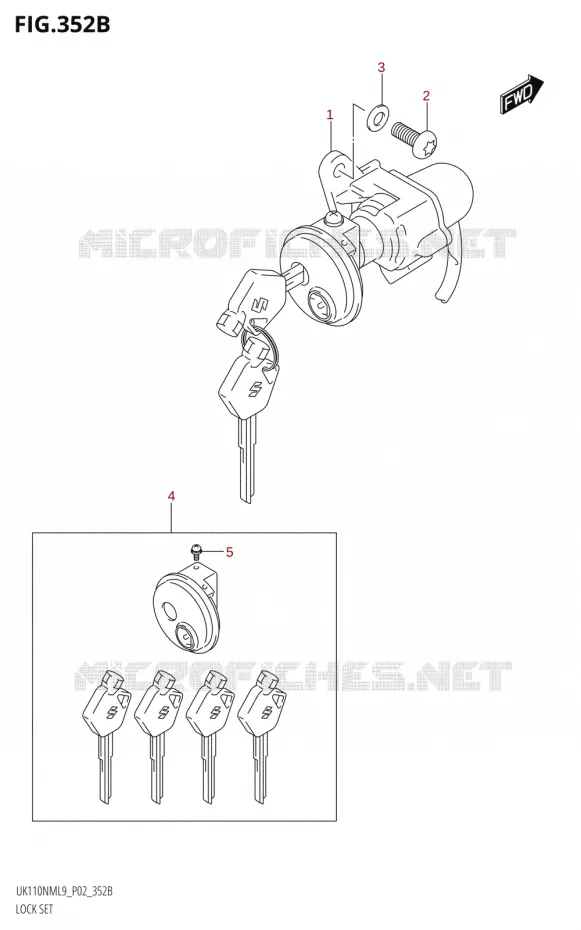 KIT SERRURE (P19) Suzuki SCOOTER 110 ADDRESS 2019  UK110NM L9 (P02)