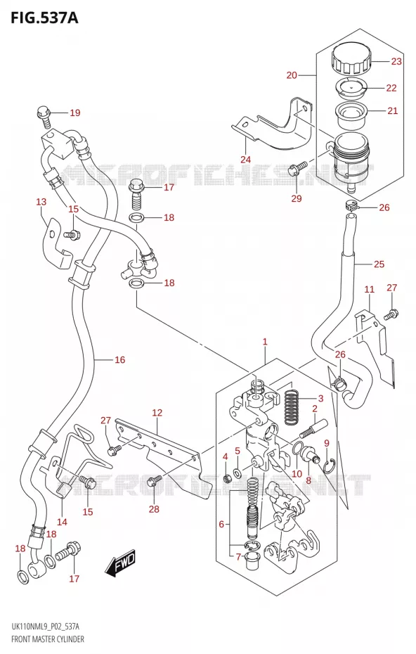 MAITRE CYLINDRE AVANT Suzuki SCOOTER 110 ADDRESS 2019  UK110NM L9 (P02)