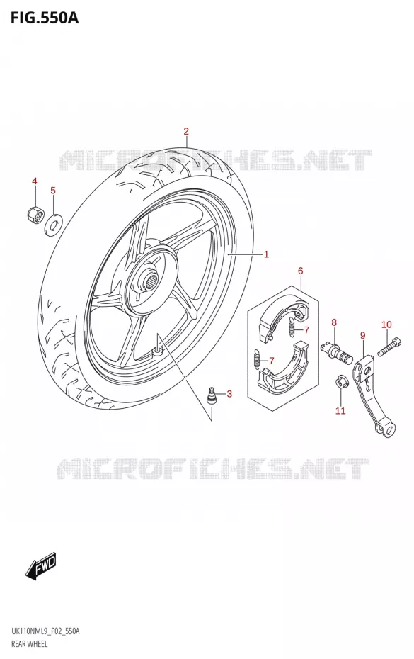 ROUE ARRIERE Suzuki SCOOTER 110 ADDRESS 2019  UK110NM L9 (P02)