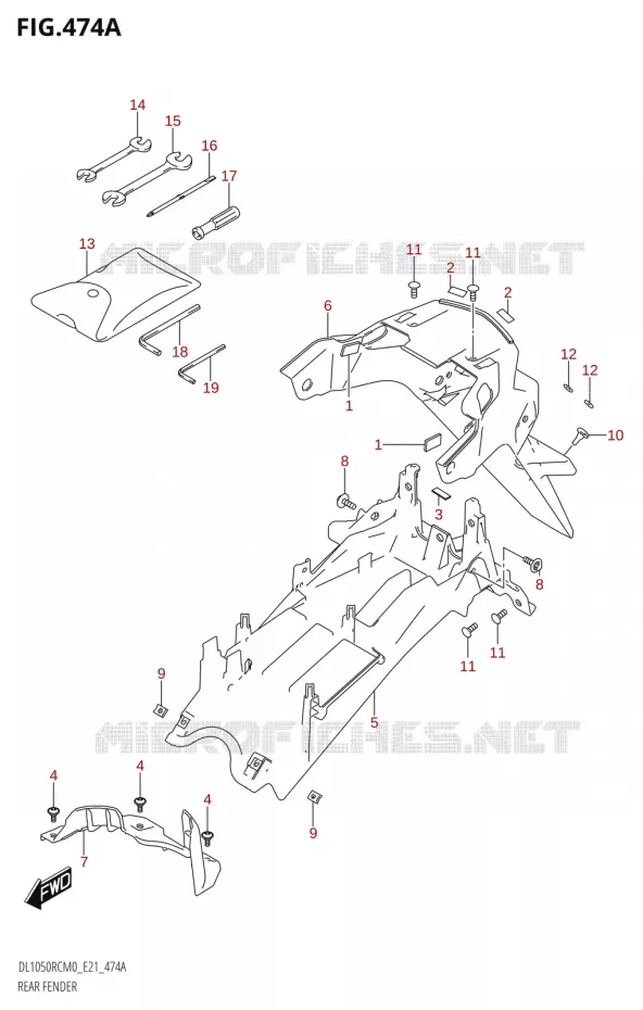 GARDE BOUE ARRIERE Suzuki MOTO 1050 V-STROM 2020  DL1050RC M0 (E21)