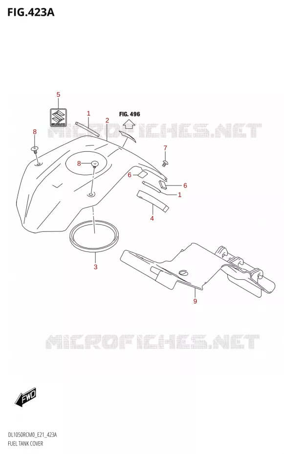 RESERVOIR D'ESSENCE - COUVERCLES Suzuki MOTO 1050 V-STROM 2020  DL1050RQ M0 (E21)