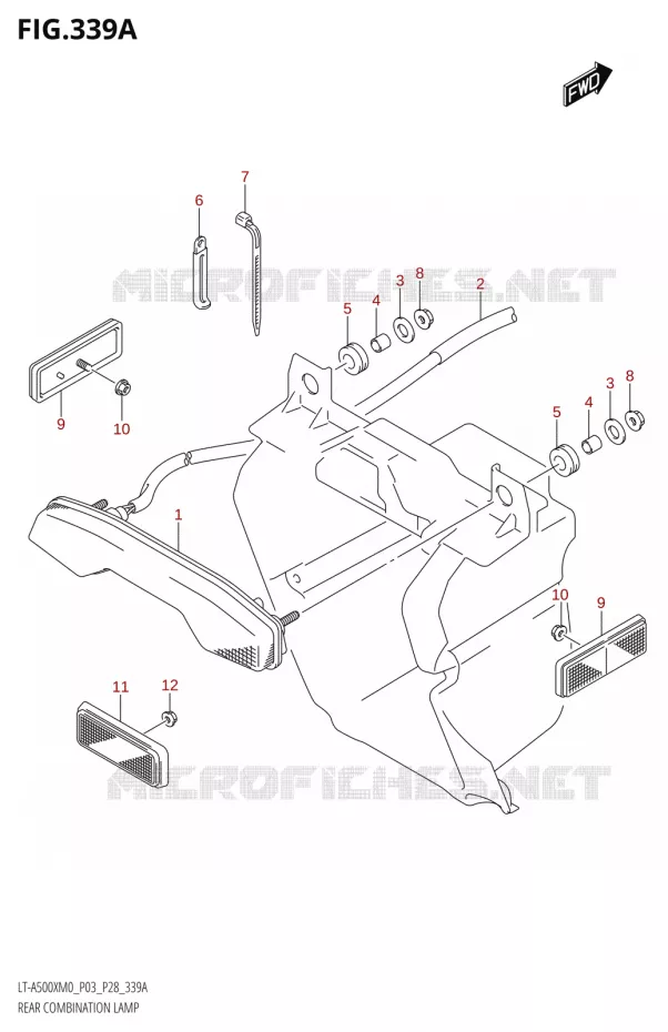ENSEMBLE FEU ARRIERE Suzuki QUAD 500 KINGQUAD 2020  LT-A500X / XP / XPZ M0 (P03,P28,P33)