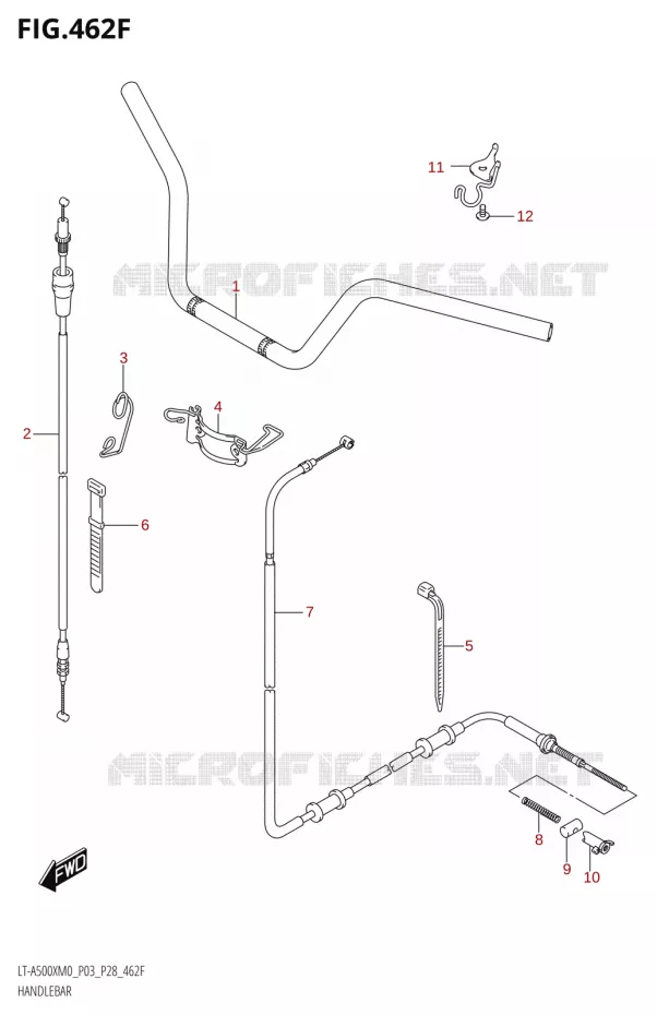 GUIDON (LT-A500XPM0 P33) Suzuki QUAD 500 KINGQUAD 2020  LT-A500X / XP / XPZ M0 (P03,P28,P33)