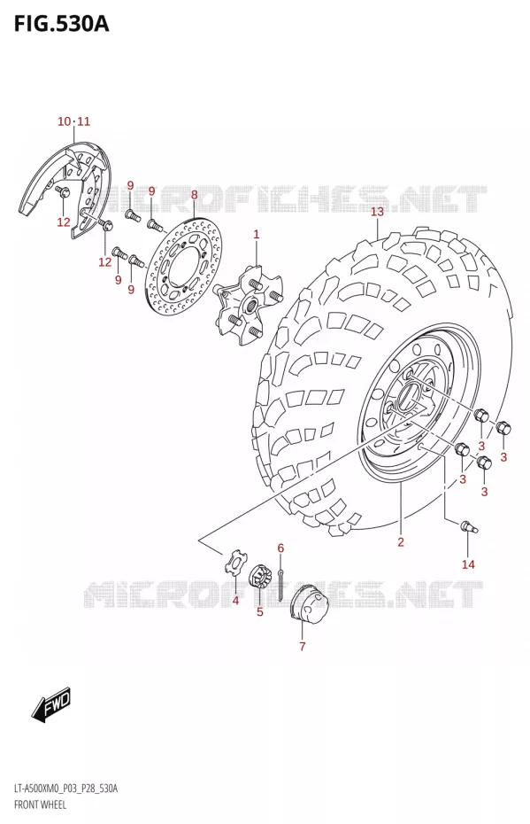 ROUE AVANT (LT-A500XM0 P03) Suzuki QUAD 500 KINGQUAD 2020  LT-A500X / XP / XPZ M0 (P03,P28,P33)