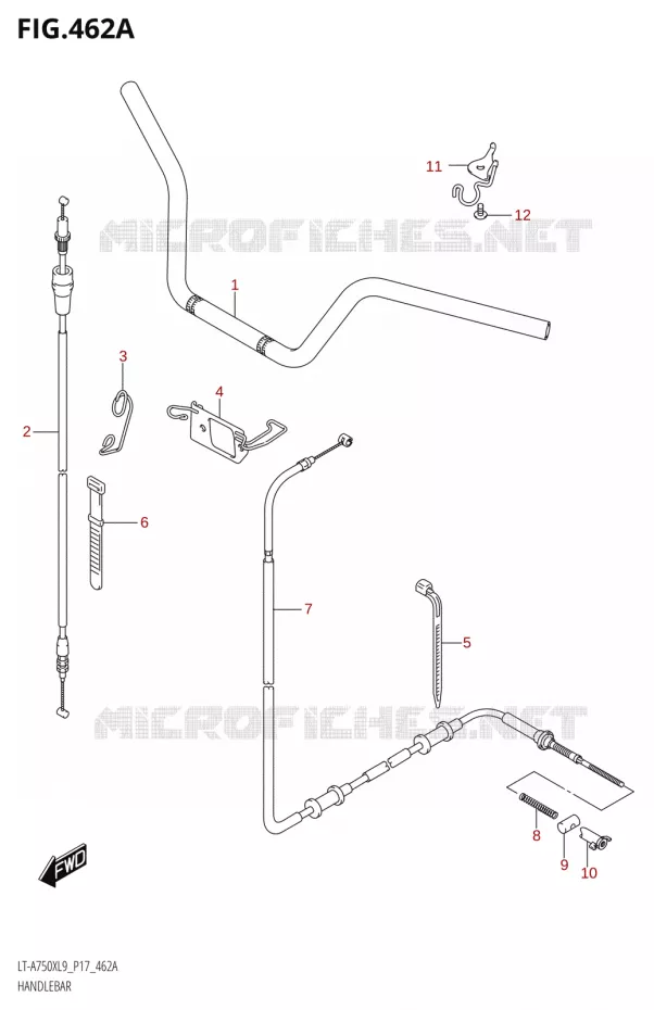 GUIDON (LT-A750XL9 P17) Suzuki QUAD 750 KINGQUAD 2019  LT-A750X L9 (P17)