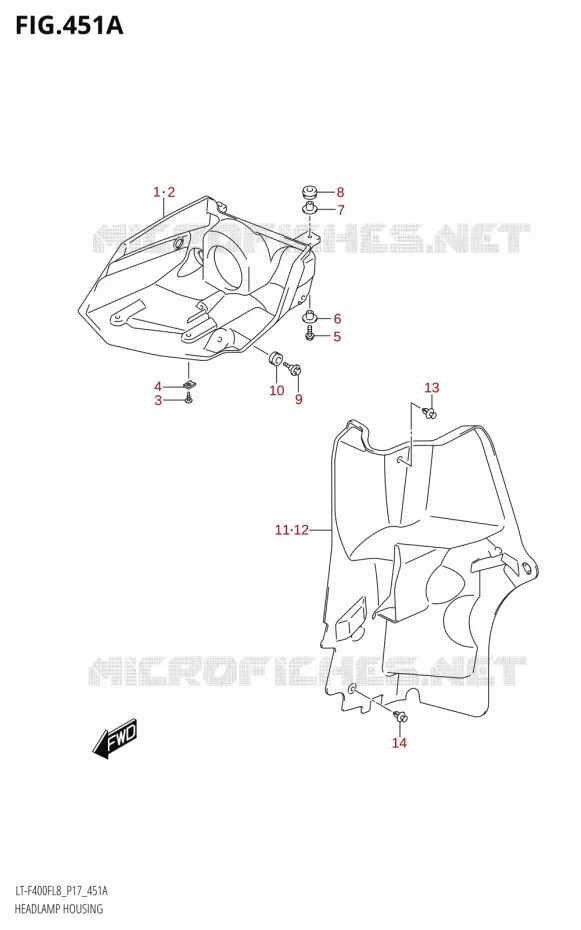 BOL DE PHARE Suzuki QUAD 400 KINGQUAD 2018  LT-F400F L8 (P17)