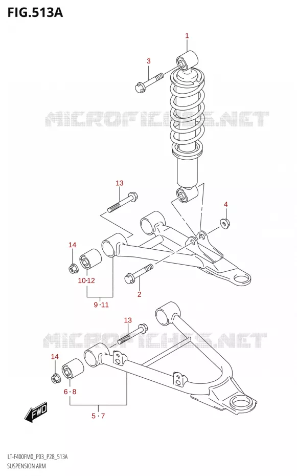AMORTISSEUR - TRIANGLES Suzuki QUAD 400 KINGQUAD 2020  LT-F400F M0 (P28)