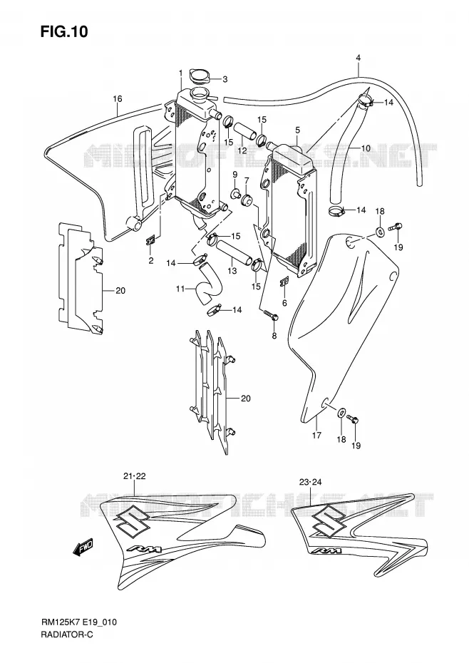 RADIATEUR Suzuki MOTO 125 RM 2008  RM125K8(P19)