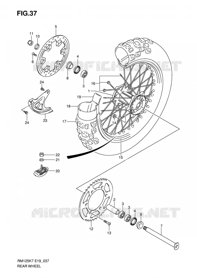 ROUE ARRIERE Suzuki MOTO 125 RM 2010  RM125K8(P19)