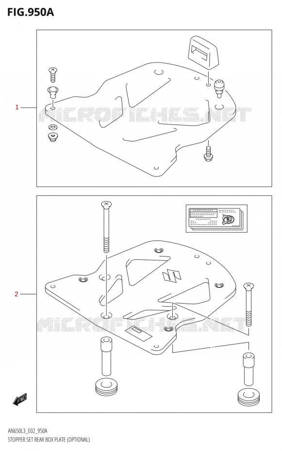 STOPPER SET REAR BOX PLATE (OPTIONAL) Suzuki SCOOTER 650 BURGMAN 2013  AN650Z L3 (E02,E19)