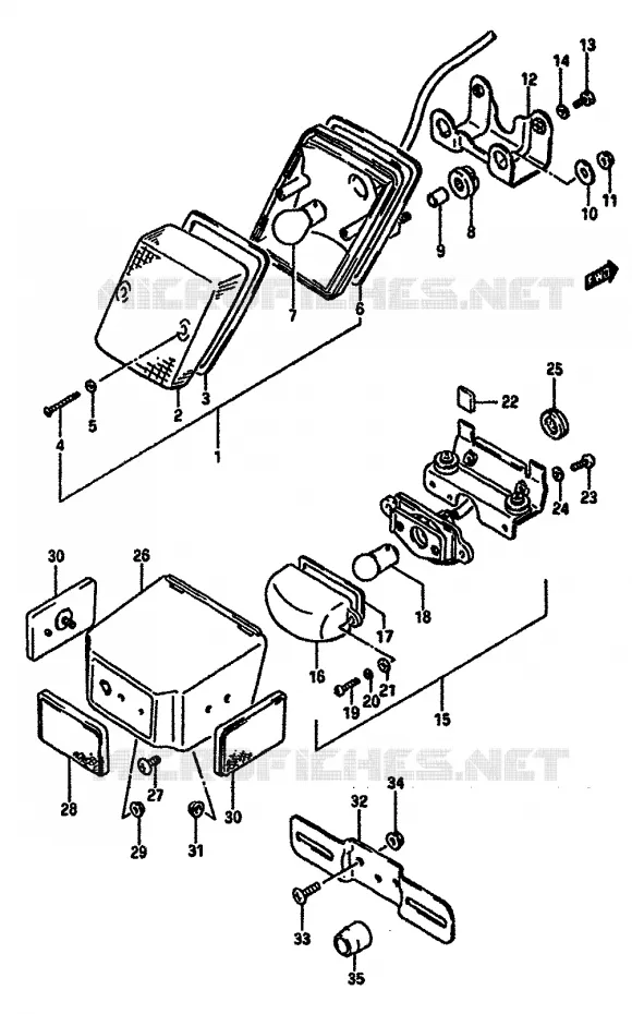 ENSEMBLE FEU ARRIERE Suzuki MOTO 600 DR 1987  DR600SH(E2)