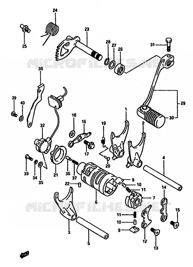 ENSEMBLE SELECTEUR DE VITESSES Suzuki MOTO 600 DR 1987  DR600SUH(E2)