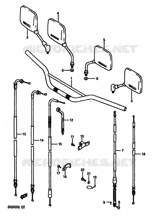 GUIDON - CABLES Suzuki MOTO 600 DR 1989  DR600RK(E2)