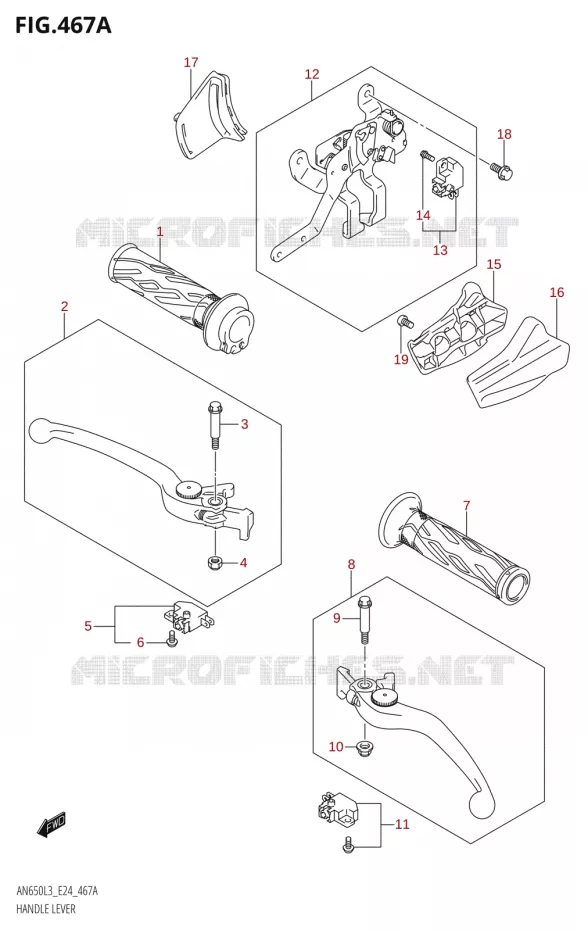 LEVIERS - POIGNEES Suzuki SCOOTER 650 BURGMAN 2013  AN650 L3 (E24)