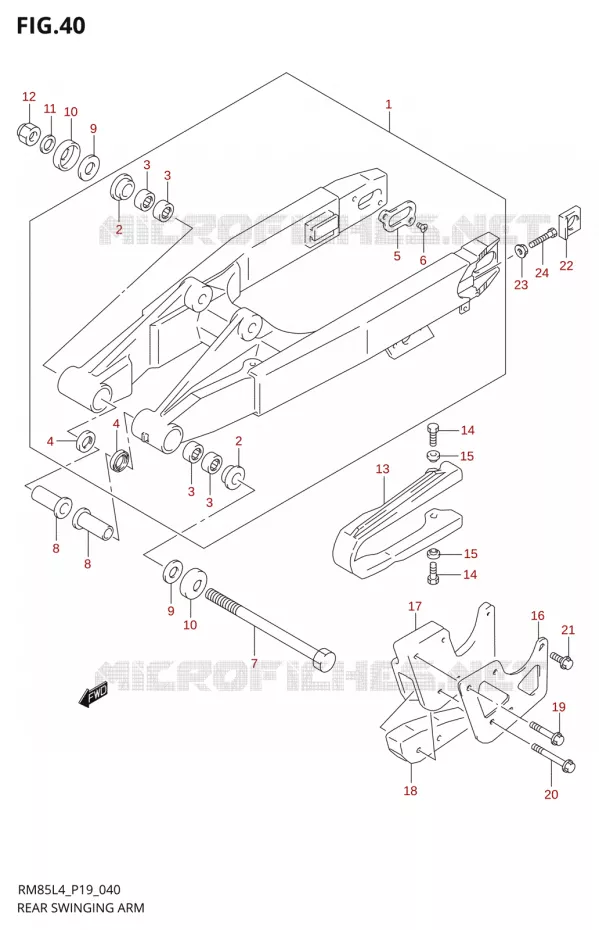 BRAS OSCILLANT ARRIERE (RM85L4 P19) Suzuki MOTO 85 RM 2014  RM85 L4 (P19)