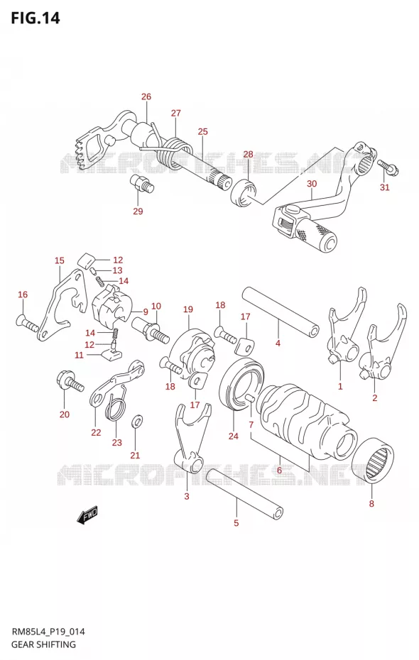 ENSEMBLE SELECTEUR DE VITESSES Suzuki MOTO 85 RM 2014  RM85 L4 (P19)