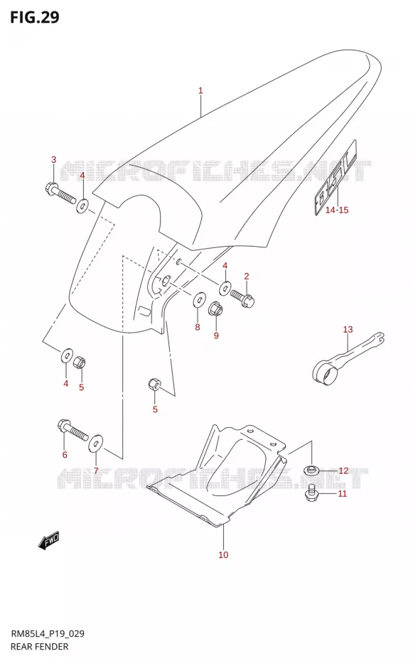GARDE BOUE ARRIERE Suzuki MOTO 85 RM 2014  RM85L L4 (P19)