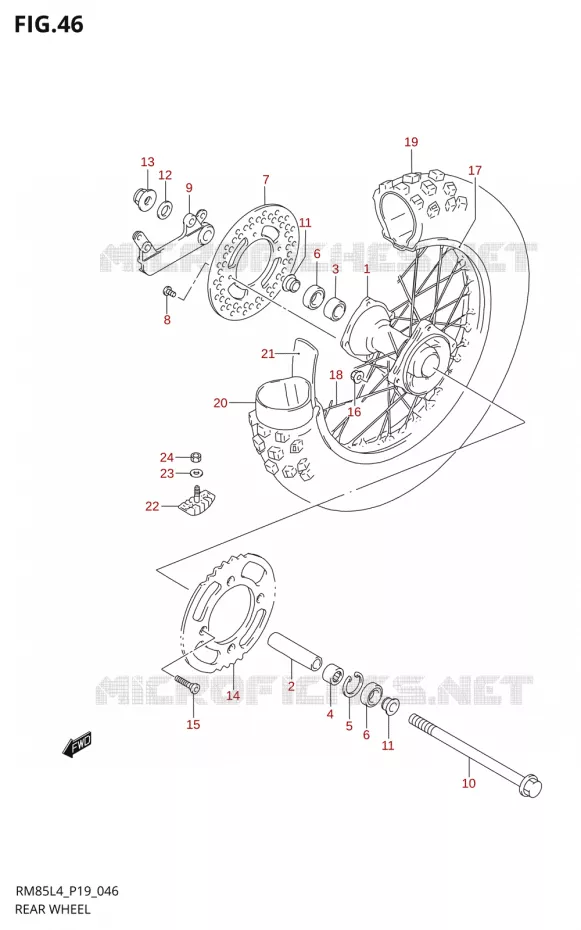 ROUE ARRIERE5LL4 P19) Suzuki MOTO 85 RM 2014  RM85L L4 (P19)