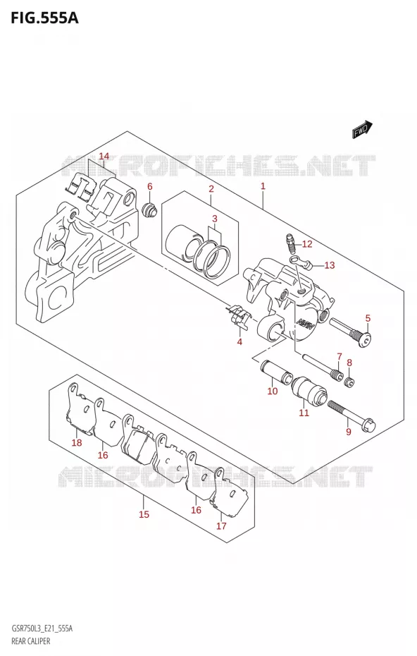 ETRIER DE FREIN ARRIEREE21) Suzuki MOTO 750 GSR 2013  GSR750A L3 (E21)