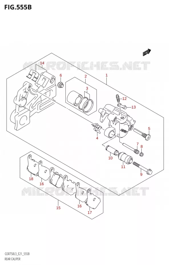 ETRIER DE FREIN ARRIEREE24) Suzuki MOTO 750 GSR 2013  GSR750A L3 (E21)