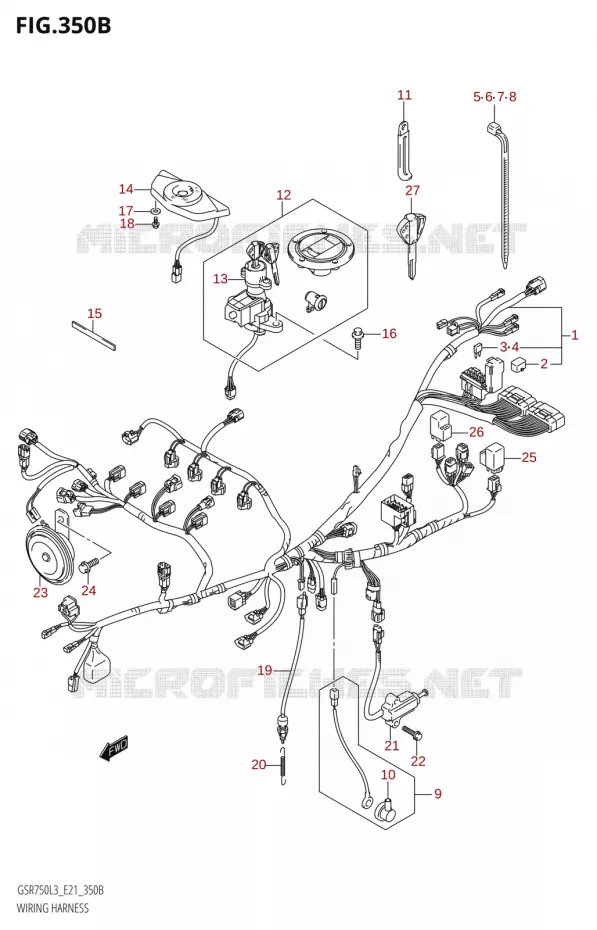 FAISCEAU ELECTRIQUE50:L3:E24) Suzuki MOTO 750 GSR 2013  GSR750 L3 (E21)