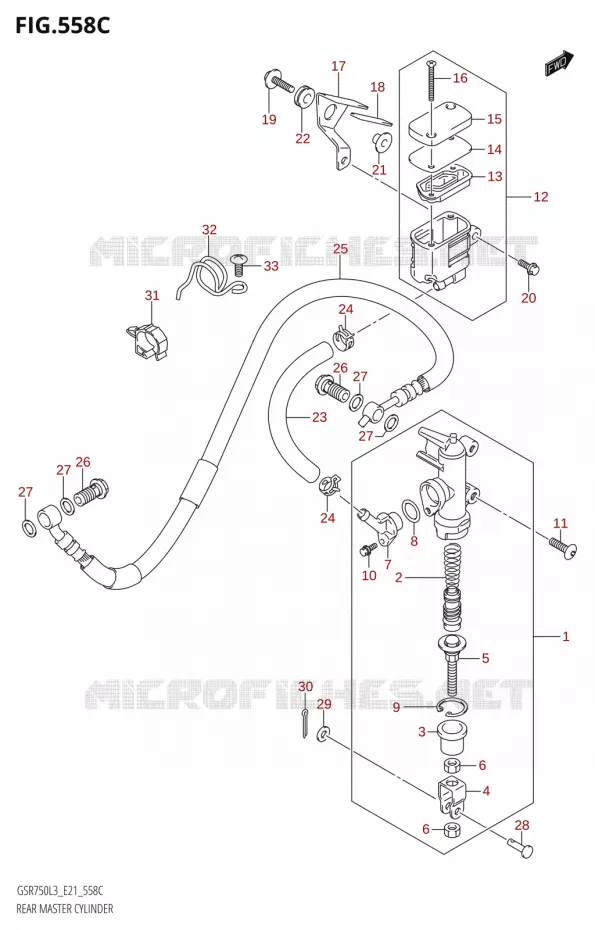 MAITRE CYLINDRE DE FREIN ARRIERE:E21) Suzuki MOTO 750 GSR 2013  GSR750AUE L3 (E21)