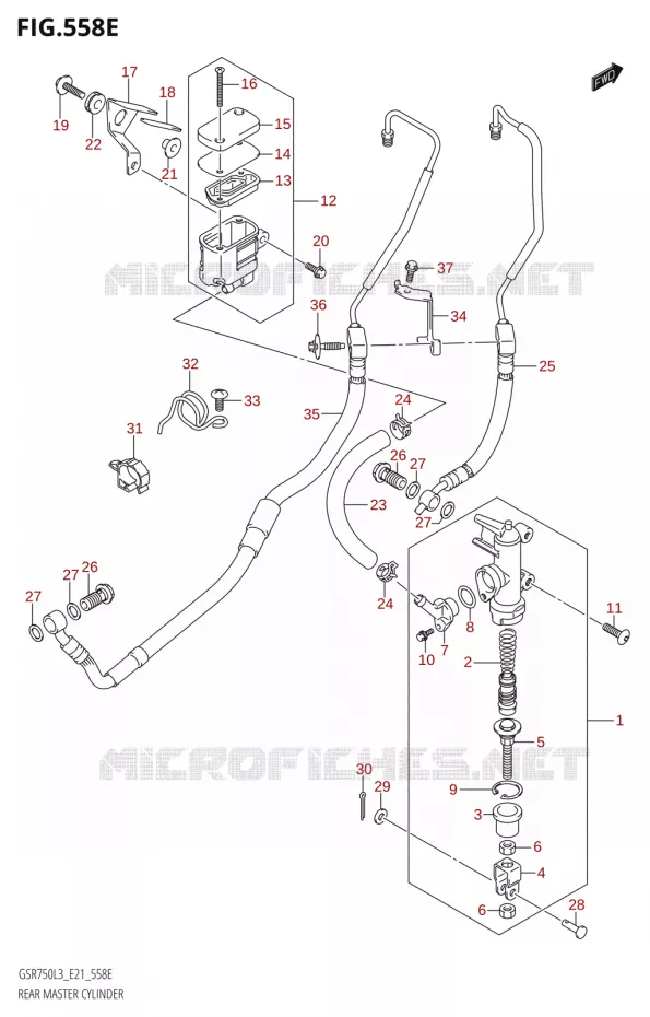MAITRE CYLINDRE DE FREIN ARRIEREE24) Suzuki MOTO 750 GSR 2013  GSR750A L3 (E21)