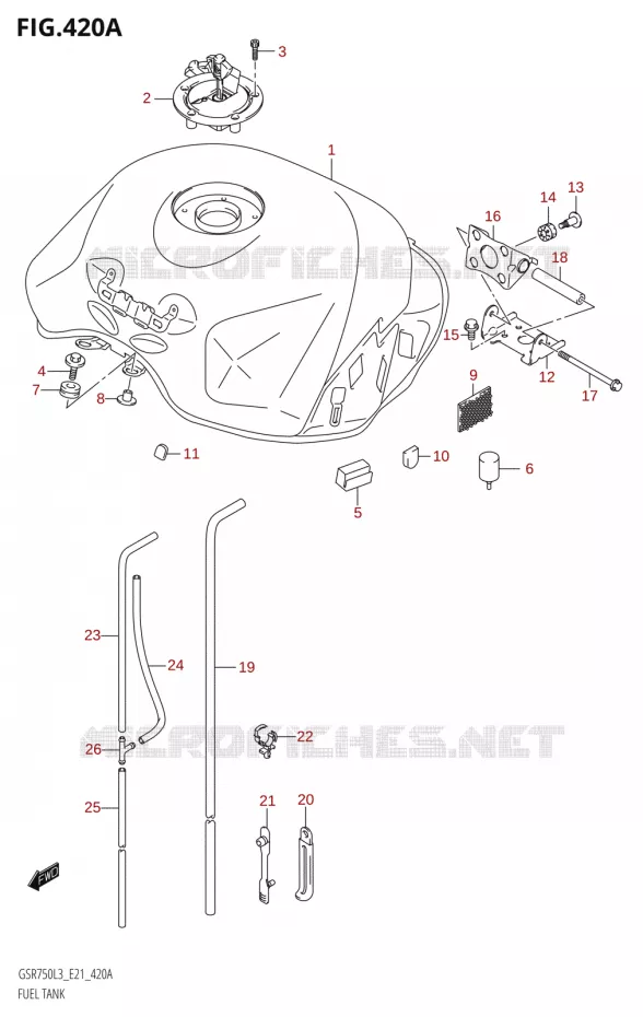 RESERVOIR D'ESSENCE:E21) Suzuki MOTO 750 GSR 2013  GSR750A L3 (E21)